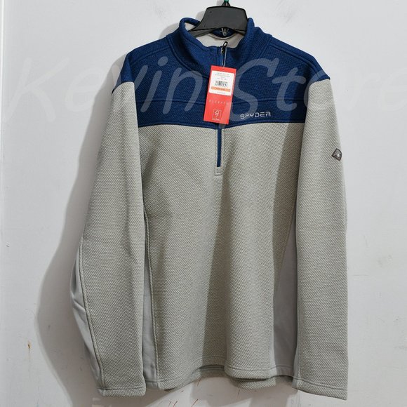 size 3XL 'Spyder' Men's Encore 1/2 Zip Fleece Jacket - Alloy Abyss